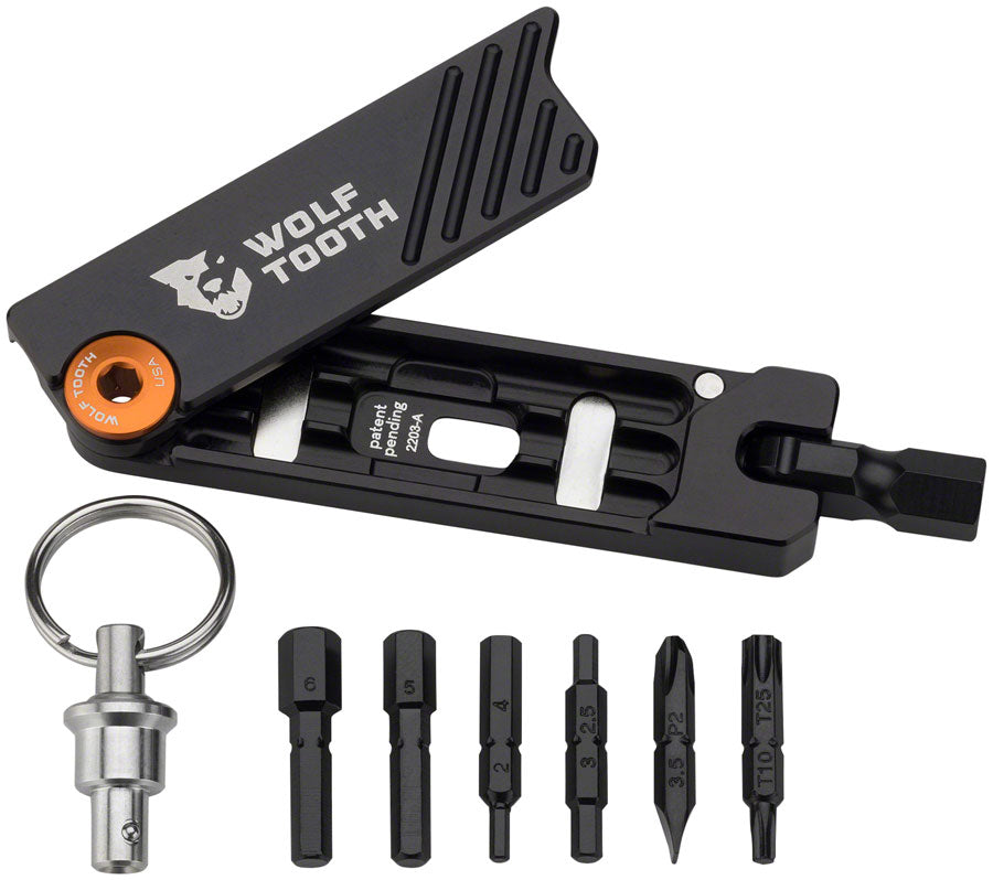 Wolf Tooth 6-Bit Hex Wrench Multi-Tool with Keyring - Black Bike