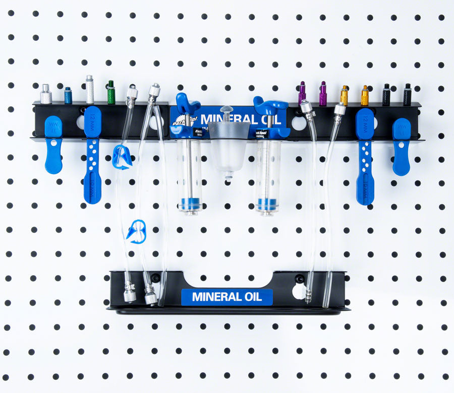 ParkTool JH-4 Wall-Mounted Bleed Kit Organizer MPN: JH-4 UPC: 763477003737 Miscellaneous Shop Supply JH-4 Wall-Mounted Bleed Kit Organizer