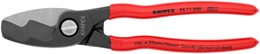 Knipex Cable Shears with Twin Cutting Edge - 8" MPN: 95 11 200 SBA UPC: 843221000332 Cable Cutter Cable Shears with Twin Cutting Edge