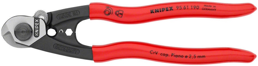 Knipex Wire Rope Shears - Polished Forged Steel, 7 1/2" MPN: 95 61 190 SBA UPC: 843221000233 Cable Cutter Wire Rope Shears