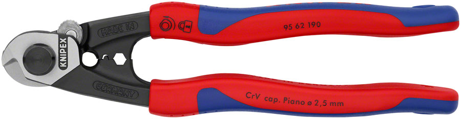 Knipex Wire Rope Shears - Burnished Forged Steel, 7 1/2" MPN: 95 62 190 SBA UPC: 843221010171 Cable Cutter Wire Rope Shears