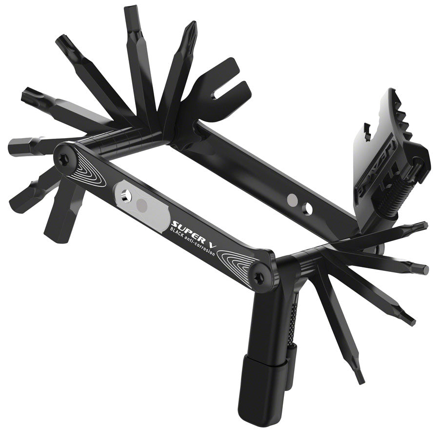 Lezyne SUPER V 23-Function Multi Tool, Black - Bike Multi-Tool - Super V Multi-Tool