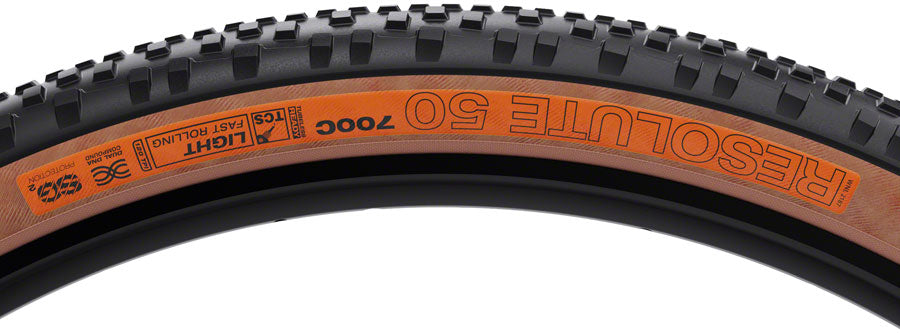 WTB Resolute Tire 700 x 50, TCS Tubeless, Folding, Black/Tan, Light/Fast Rolling, Dual DNA, SG2
