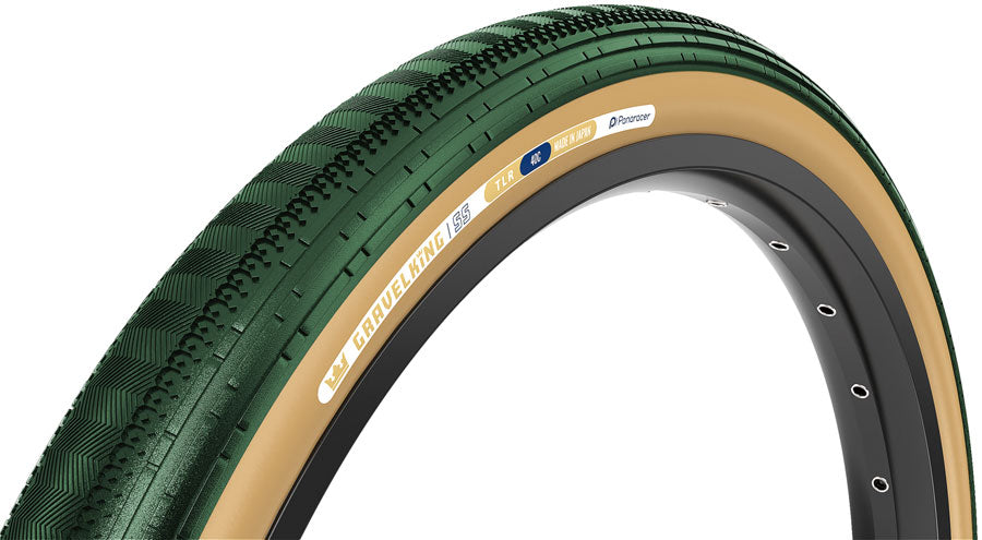 Panaracer GravelKing SS Tire - 700 x 45, Tubeless, Folding, British Racing Green/Brown