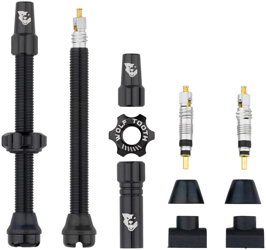 Wolf Tooth Tubeless Valve Stem Kit - 60 mm, Black MPN: TLV-KIT60-BLK UPC: 812719028547 Tubeless Valves Tubeless Valve Stem Kit