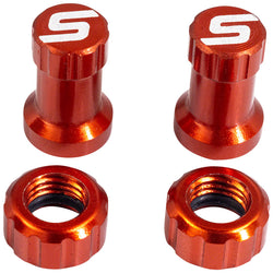 Stan's Tubeless Valve Stem Cap Color Kit - Orange, Pair MPN: AS0295 UPC: 847746066316 Tubeless Valves Tubeless Valve Cap Color Kit