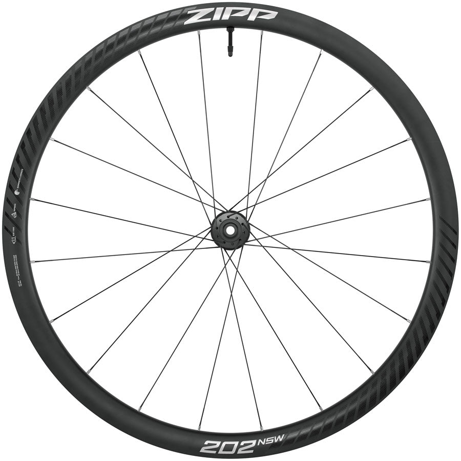Zipp 202 NSW Front Wheel - 700, 12 x 100mm, Center-Lock, Tubeless, Carbon, Black/Dark Gray, 20H, A1 MPN: 00.1918.800.000 UPC: 710845931314 Front Wheel 202 NSW Front Wheel - A1