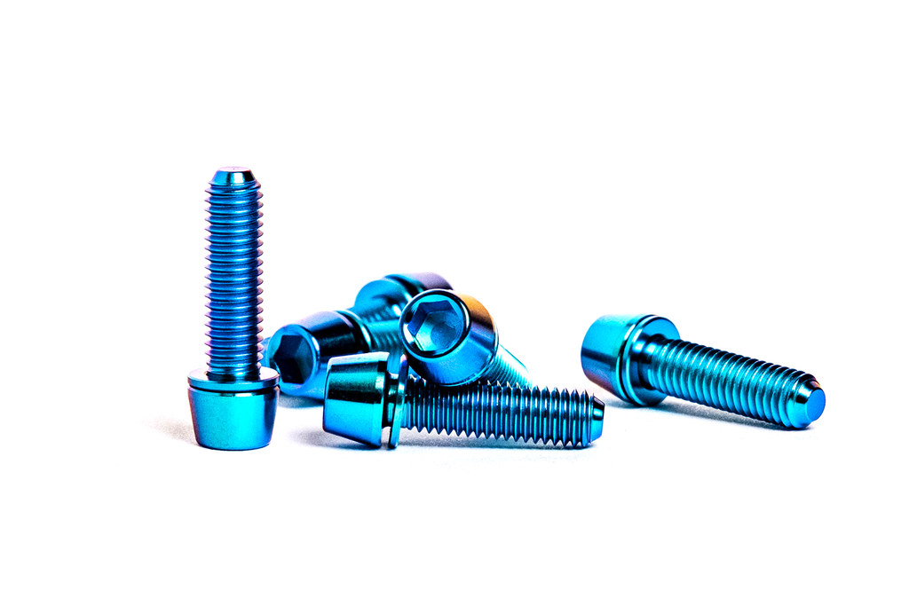 Trail One Components Titanium Stem Bolts Upgrade Kit - Turquoise MPN: STM.BLT.TRQ Stem Small Part Titanium Stem Bolt Upgrade Kit