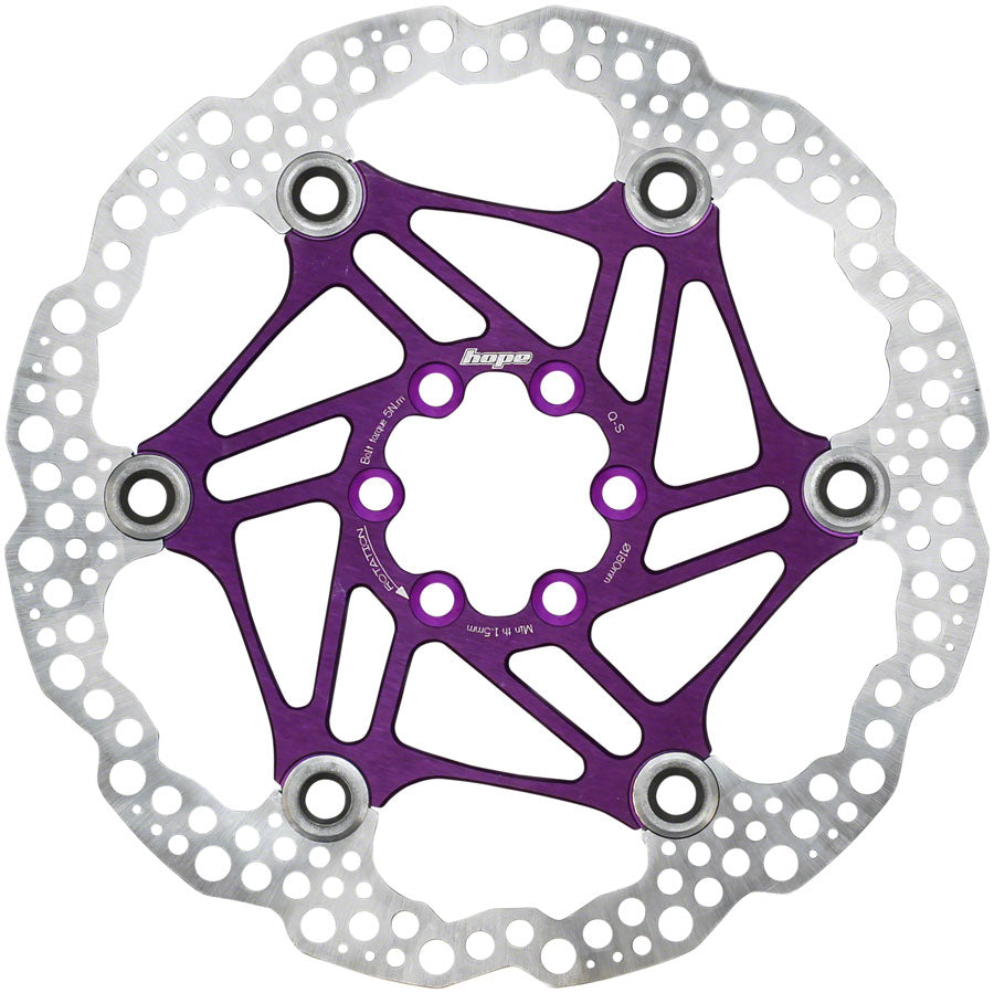 Hope Floating Disc Brake Rotor - 180mm, 6-Bolt, Purple Disc Rotor