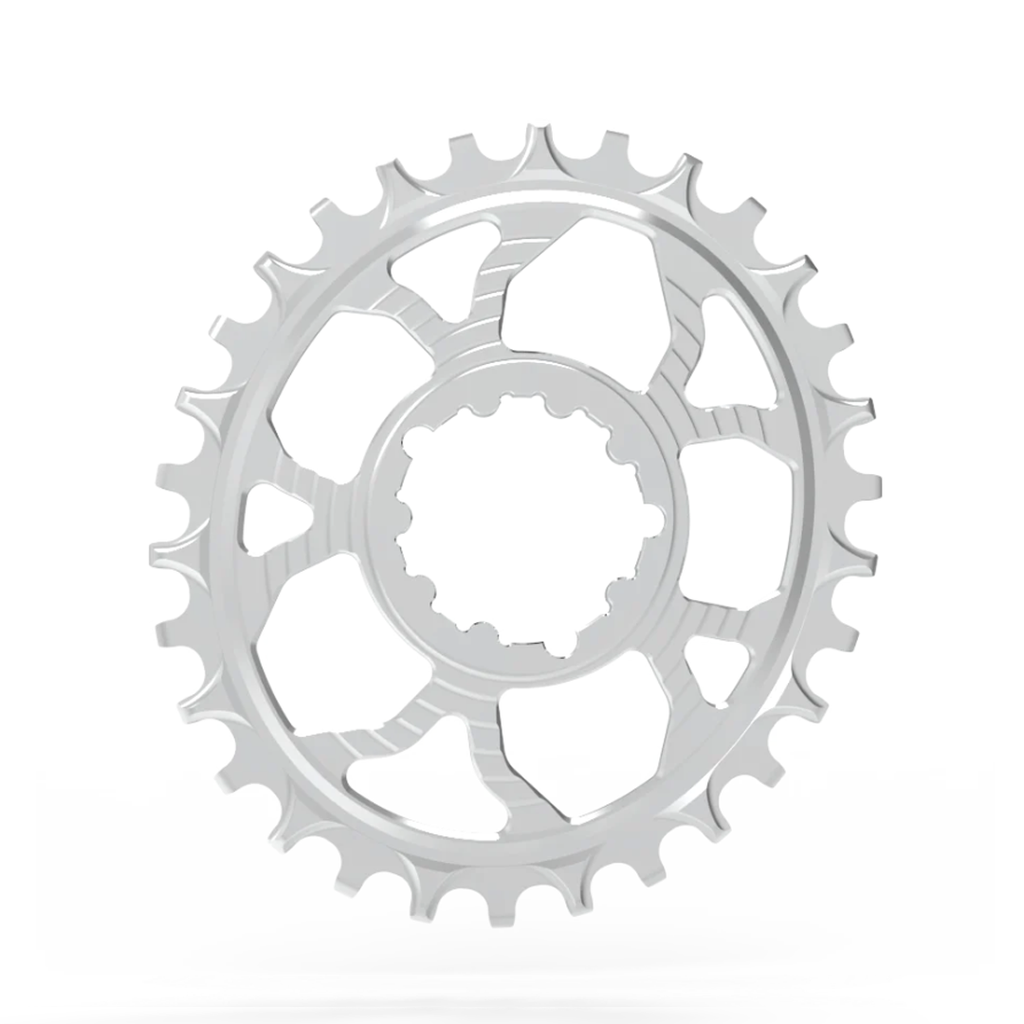 5Dev 7075 12% Oval Chainring Raw / Clear, SRAM 3 Bolt, 30 Tooth, 3mm Offset