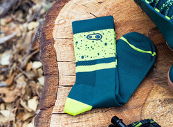 Crank Brothers Icon MTB Socks, SM/MD, Black / Lime Splatter - Sock - Icon MTB Socks