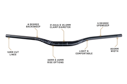 Trail One Components The Crockett Alloy Handlebar 35mm Diameter - 35mm Rise - Flat/Riser Handlebar - Crockett Alloy