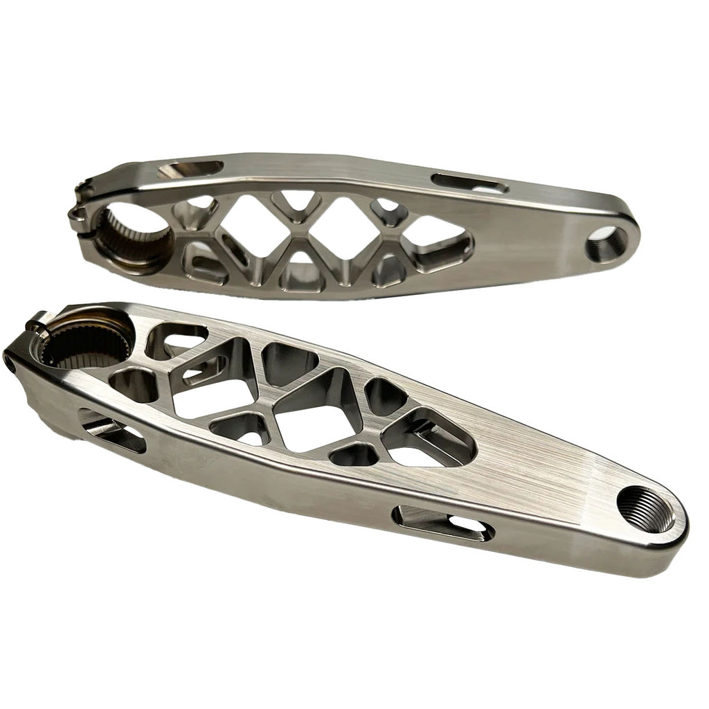 Titanium Shimano eCranks, EP8, 157.5mm, Raw/Silver