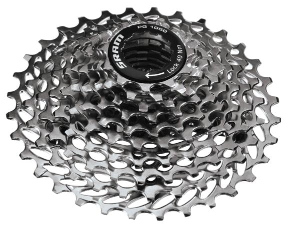 SRAM PG-1050 Cassette - 10 Speed, 12-36t, Silver MPN: 00.2418.034.010 UPC: 710845709548 Cassettes PG-1050 10 Speed Cassette