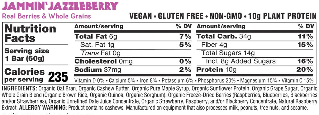 Jambar Jammin Jazzleberry - 12 Bar Box MPN: JBR-BX-12-JJ Bars Energy Bar