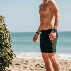 KETL Mtn Alpine Dip-N-More 7" Boardshorts - Quick Dry, Rear Zipper Pocket Men's Swim Trunks Made For Travel Black Men's