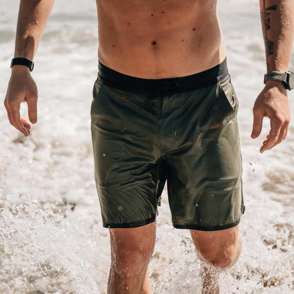 KETL Mtn Alpine Dip-N-More 7" Boardshorts - Quick Dry, Rear Zipper Pocket Men's Swim Trunks Made For Travel Green Men's