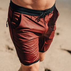 KETL Mtn Alpine Dip-N-More 7" Boardshorts - Quick Dry, Rear Zipper Pocket Men's Swim Trunks Made For Travel Maroon Men's - Short/Bib Short - Alpine Dip-N-More 7.5" Board Shorts