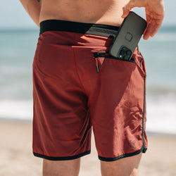 KETL Mtn Alpine Dip-N-More 7" Boardshorts - Quick Dry, Rear Zipper Pocket Men's Swim Trunks Made For Travel Maroon Men's