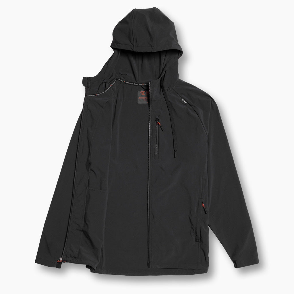 KETL Mtn Escapade Jacket: Lightweight Softshell Packable Travel Layer w/ Zipper Pockets Black Men's
