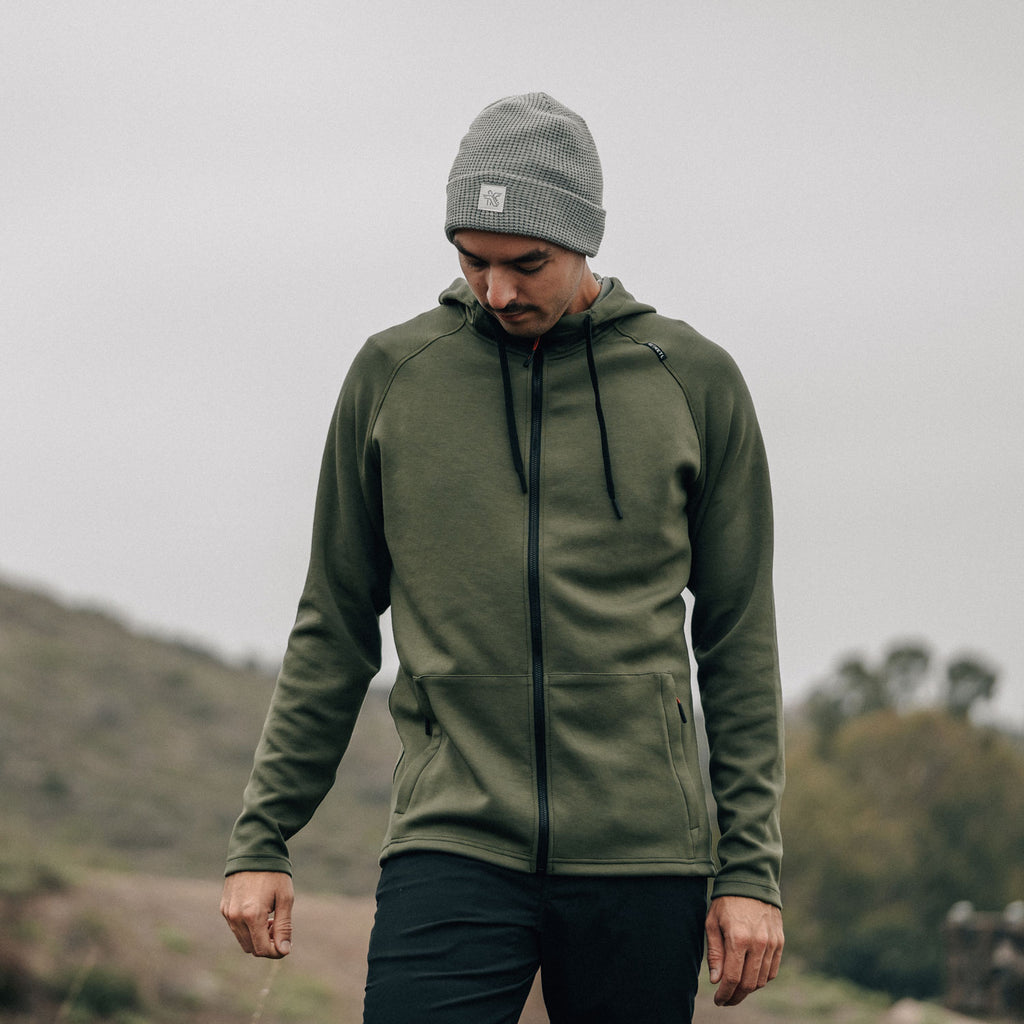 KETL Mtn Folly Active Travel Hoodie - Zipper Pockets, Stretchy, Breathable - Men's Zip-Up V.2 Green - Sweatshirt/Hoodie - Folly Microfleece Active Hoodie V.2 (Zip-Up)