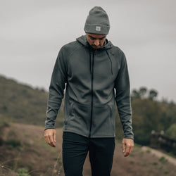 KETL Mtn Folly Active Travel Hoodie - Zipper Pockets, Stretchy, Breathable - Men's Zip-Up V.2 Grey Sweatshirt/Hoodie Folly Microfleece Active Hoodie V.2 (Zip-Up)