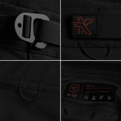 KETL Mtn Shenanigan Hiking Pants Straight Fit 34" Inseam - Lightweight, Stretchy, Packable, Adventure Travel Men's Pants Black