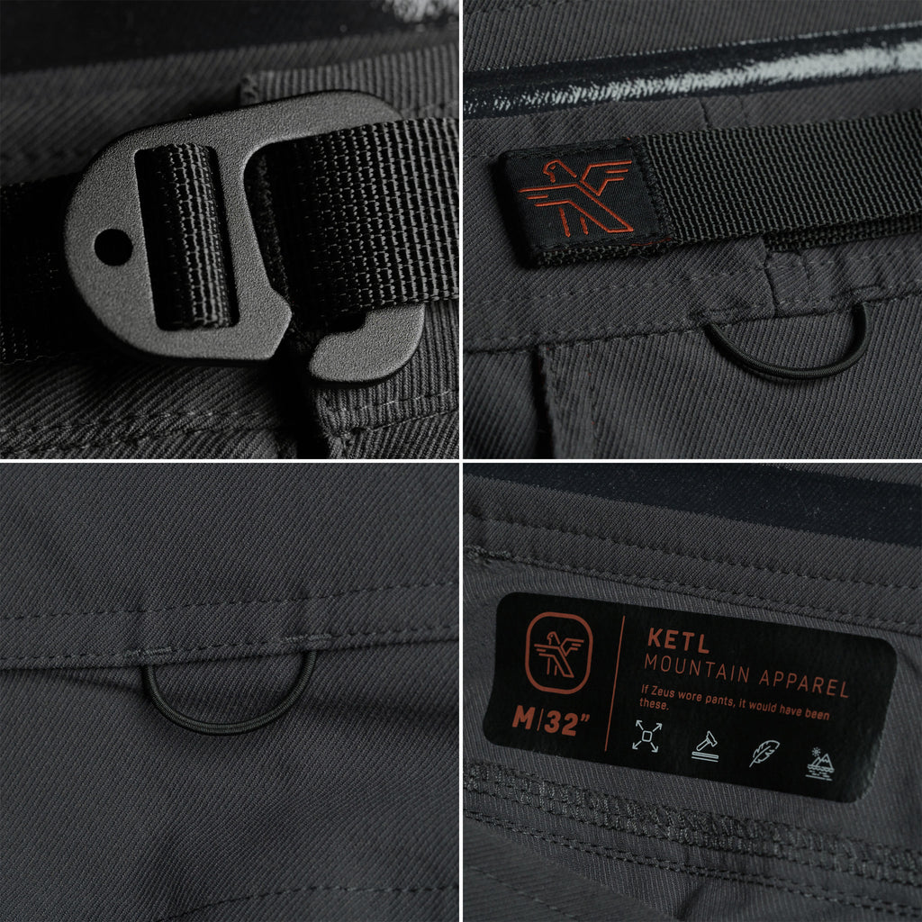 KETL Mtn Shenanigan Hiking Pants Straight Fit 34" Inseam - Lightweight, Stretchy, Packable, Adventure Travel Men's Pants Grey