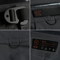KETL Mtn Shenanigan Hiking Pants Straight Fit 34" Inseam - Lightweight, Stretchy, Packable, Adventure Travel Men's Pants Grey