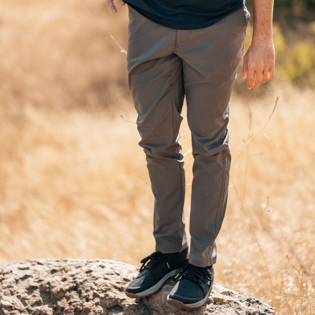 KETL Mtn Tomfoolery Travel Pants 32" Inseam: Stretchy, Packable, Casual Chino Style W/ Zipper Pockets - Grey Men's