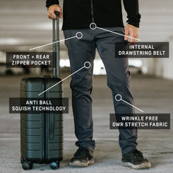 KETL Mtn Tomfoolery Travel Pants 32" Inseam: Stretchy, Packable, Casual Chino Style W/ Zipper Pockets - Blue Grey Men's Casual Pants Tomfoolery Travel Pant 32"