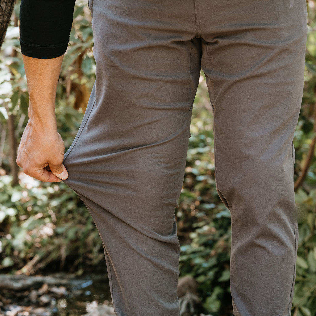 KETL Mtn Tomfoolery Travel Pants 34" Inseam: Stretchy, Packable, Casual Chino Style W/ Zipper Pockets - Grey Men's Casual Pants Tomfoolery Travel Pant 34"