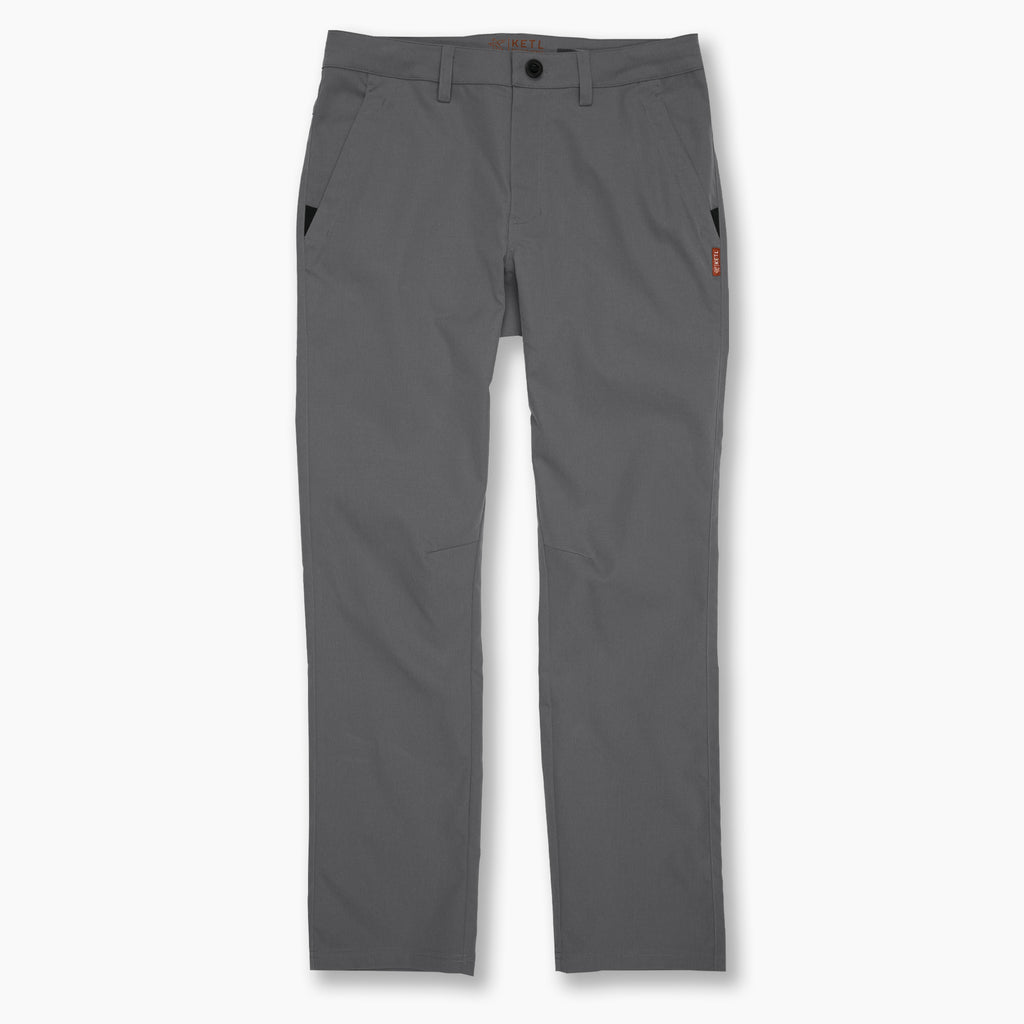 KETL Mtn Tomfoolery Travel Pant Straight Fit 32" Inseam: Stretchy, Packable, Casual Chino Style W/ Zipper Pockets - Grey Men's Casual Pants Tomfoolery Travel Pant 32"