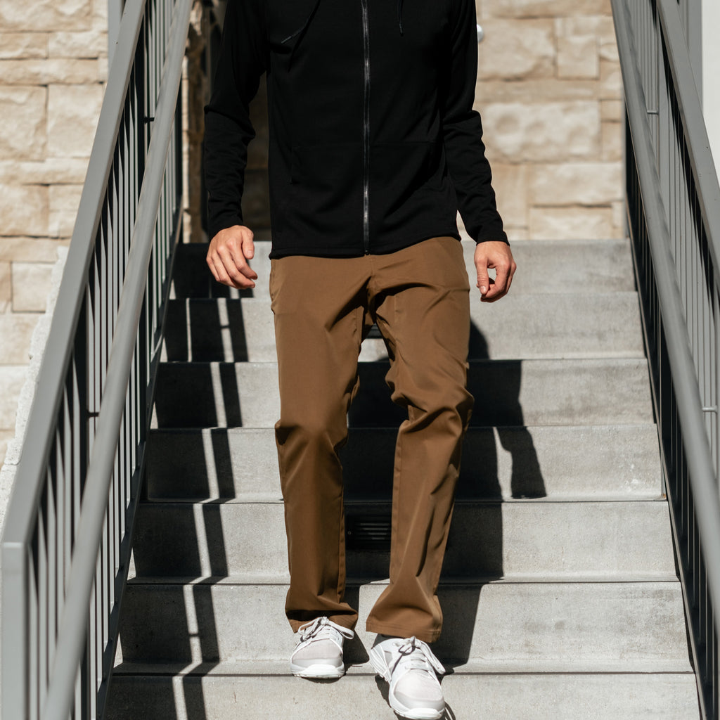 KETL Mtn Tomfoolery Travel Pant Straight Fit 32" Inseam: Stretchy, Packable, Casual Chino Style W/ Zipper Pockets - Brown Men's - Casual Pants - Tomfoolery Travel Pant 32"