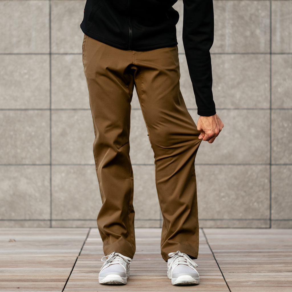 KETL Mtn Tomfoolery Travel Pant Straight Fit 32" Inseam: Stretchy, Packable, Casual Chino Style W/ Zipper Pockets - Brown Men's - Casual Pants - Tomfoolery Travel Pant 32"