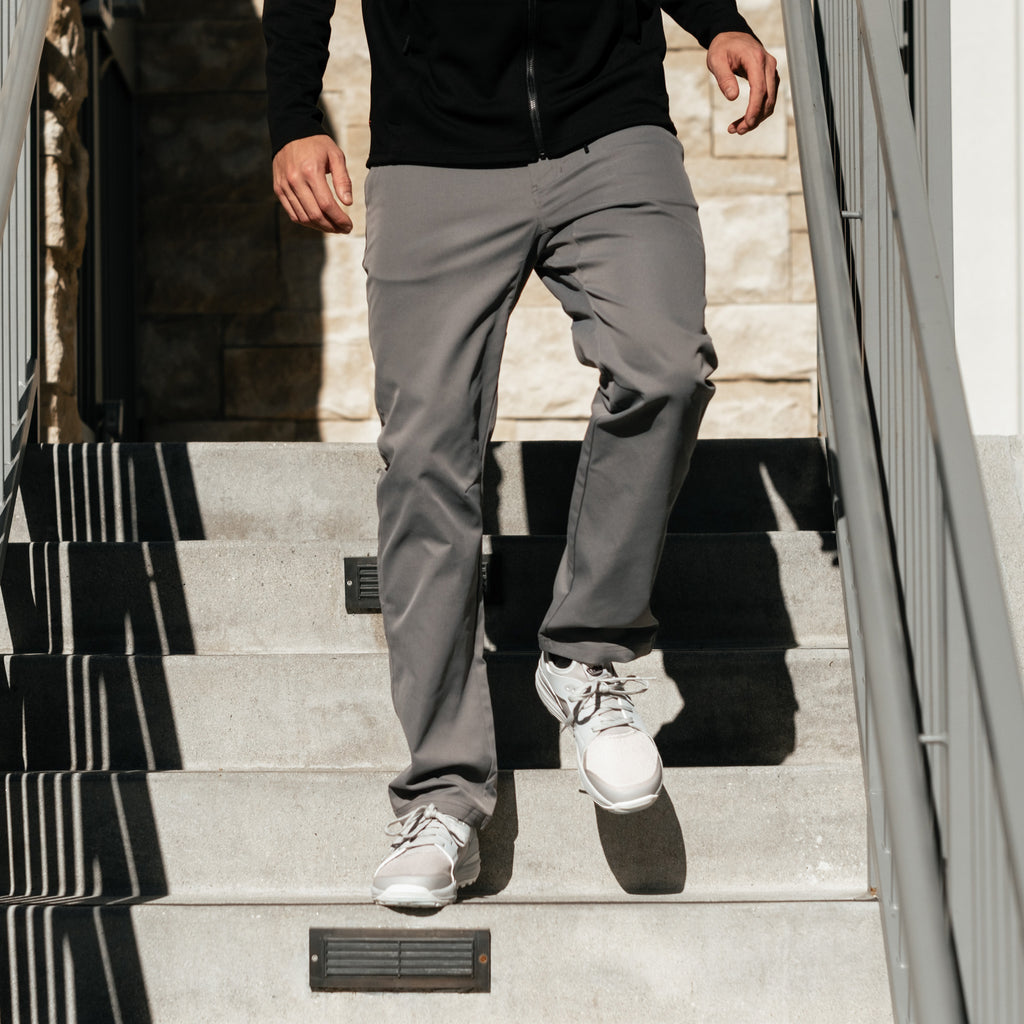 KETL Mtn Tomfoolery Travel Pant Straight Fit 32" Inseam: Stretchy, Packable, Casual Chino Style W/ Zipper Pockets - Grey Men's - Casual Pants - Tomfoolery Travel Pant 32"