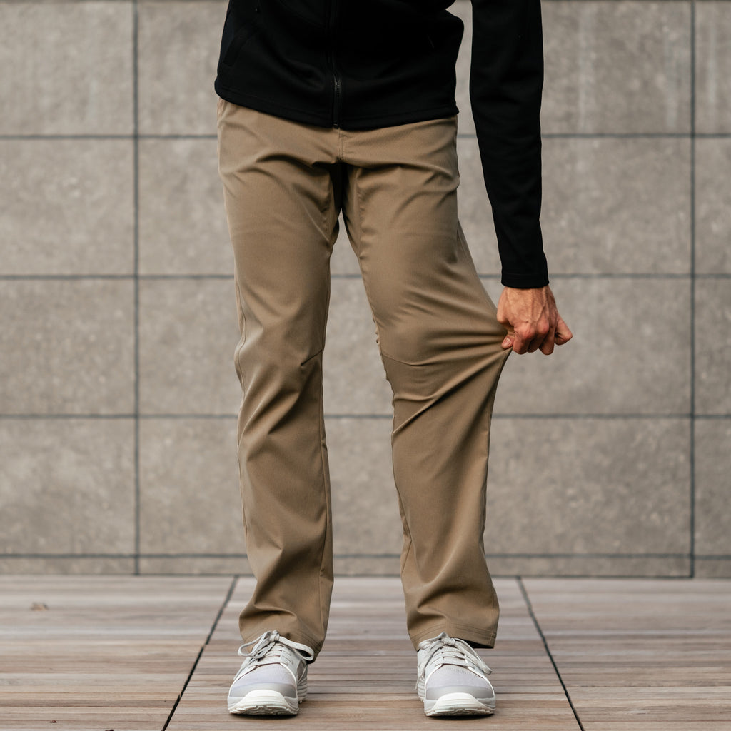 KETL Mtn Tomfoolery Travel Pant Straight Fit 34" Inseam: Stretchy, Packable, Casual Chino Style W/ Zipper Pockets - Khaki Men's Casual Pants Tomfoolery Travel Pant 34"
