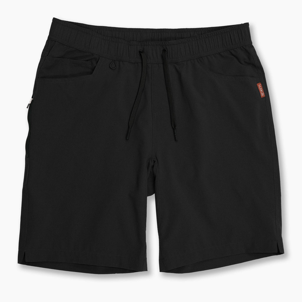 KETL Mtn Vent Lightweight Shorts 9" Inseam: Summer Hiking & Travel - Ultra-Breathable Airflow Stretch Black Men's Short/Bib Short Vent Lightweight Shorts 9"