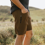 KETL Mtn Vent Lightweight Shorts 9" Inseam: Summer Hiking & Travel - Ultra-Breathable Airflow Stretch Brown Men's - Short/Bib Short - Vent Lightweight Shorts 9"