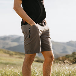 KETL Mtn Vent Lightweight Shorts 9" Inseam: Summer Hiking & Travel - Ultra-Breathable Airflow Stretch Grey Men's - Short/Bib Short - Vent Lightweight Shorts 9"