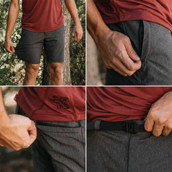 KETL Mtn Virtue Hybrid Shorts V3 9" Inseam: Swim, Hike, Travel, Lounge, Bike - Men's Hiking Chino Style Lightweight Charcoal