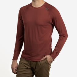 KETL Mtn Departed Featherweight Performance Travel Tee - Men's Athletic Lightweight Packable Long Sleeve Shirt Maroon - T-Shirt - Departed Featherweight Performance Tee (LS)