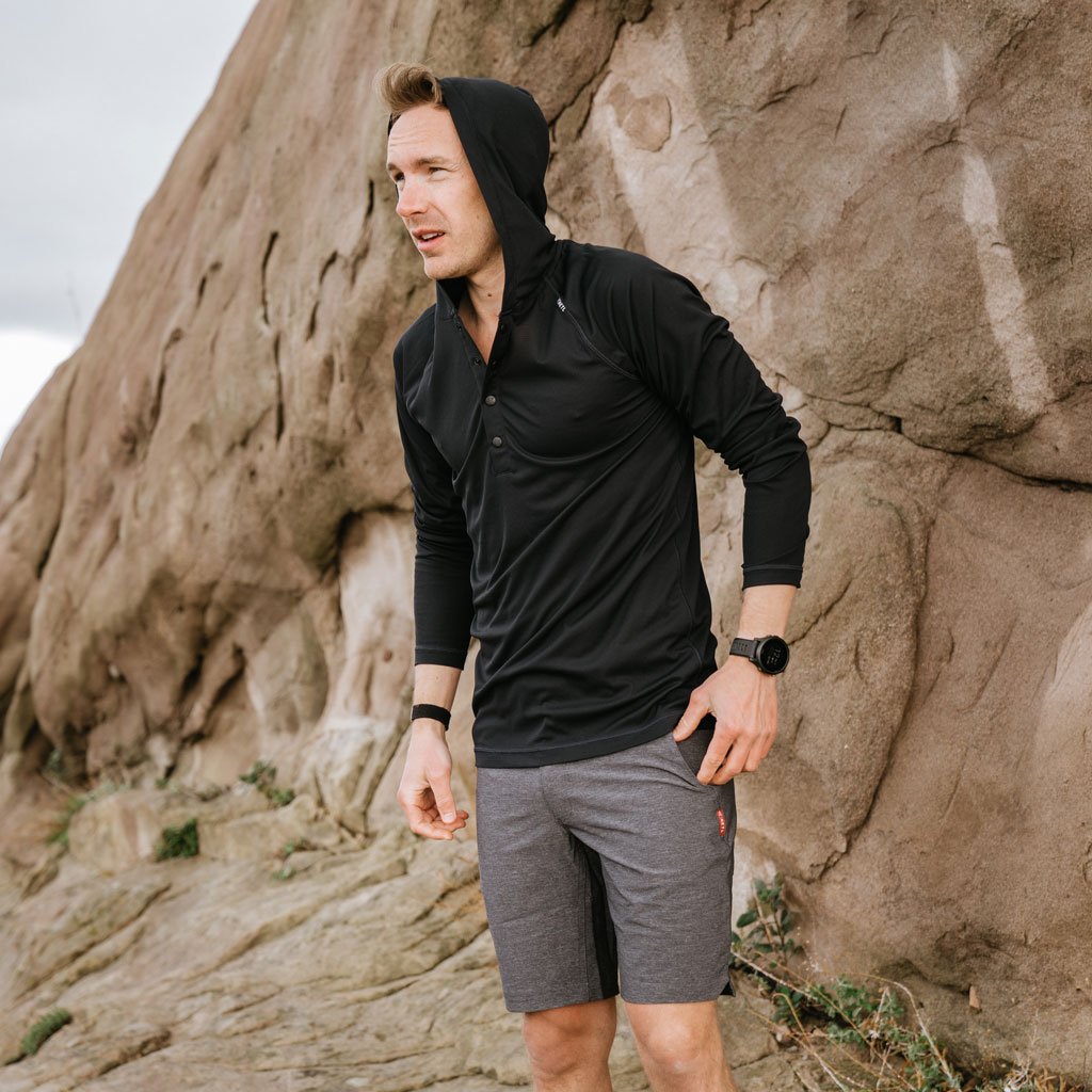 KETL Mtn Nofry Vent Sun Hoodie - SPF/UPF 30+ Sun Protection Shirt Lightweight For Summer Travel - Black Men's Sweatshirt/Hoodie Nofry Vent Sun Hoodie
