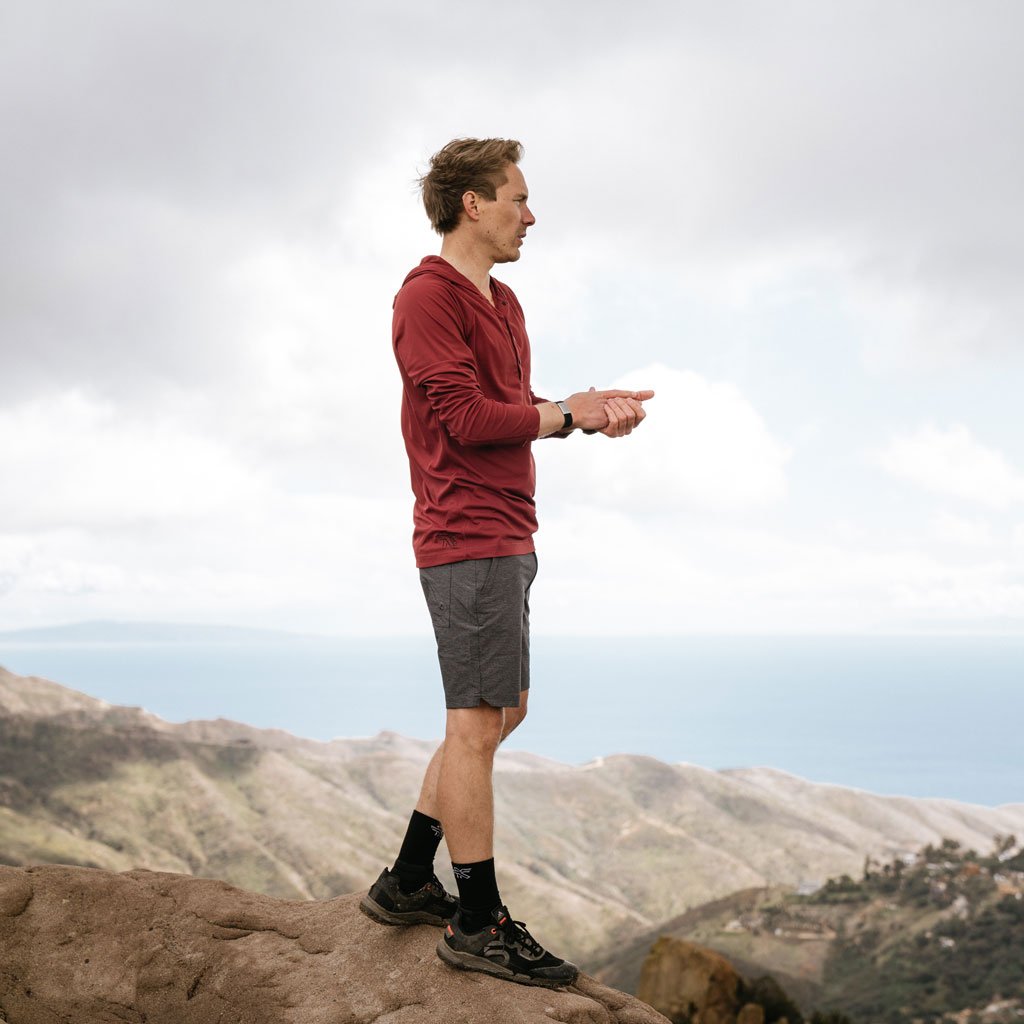 KETL Mtn Nofry Vent Sun Hoodie - SPF/UPF 30+ Sun Protection Shirt Lightweight For Summer Travel - Burgundy Men's