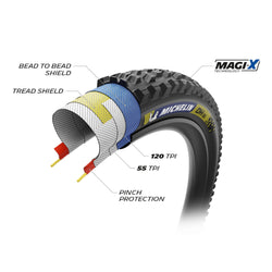 Michelin DH16 Racing Line Tire - 29 x 2.4, Tubeless, Folding, Blue & Yellow Decals MPN: 9709 UPC: 86699097095 Tires DH16 Racing Line Tire