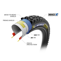 Michelin DH22 Racing Line Tire - 29 x 2.4, Tubeless, Folding, Blue & Yellow Decals MPN: 15506 UPC: 86699155061 Tires DH22 Racing Line Tire