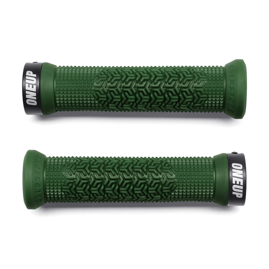 OneUp Components Jackson Goldstone Lock-On Grips, Dark Green - Grip - Goldstone Grips