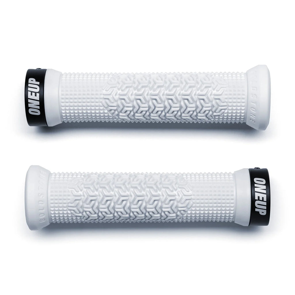 OneUp Components Jackson Goldstone Lock-On Grips, White - Grip - Goldstone Grips