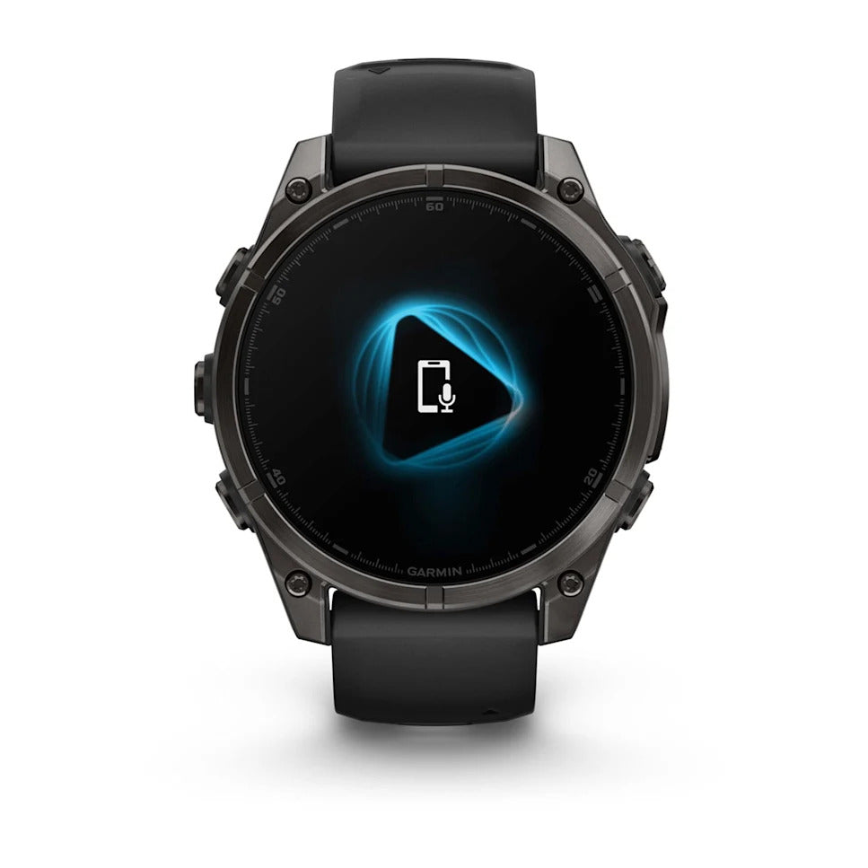 Garmin fenix 8 Smartwatch - 47mm, AMOLED, Sapphire, Carbon Gray DLC Titanium with Black/Pebble Gray Silicone - Fitness Computers - fenix 8 Smartwatch AMOLED Sapphire