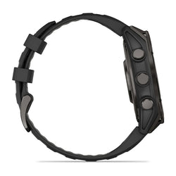Garmin fenix 8 Smartwatch - 47mm, AMOLED, Sapphire, Carbon Gray DLC Titanium with Black/Pebble Gray Silicone - Fitness Computers - fenix 8 Smartwatch AMOLED Sapphire